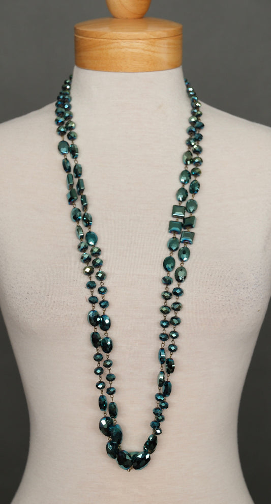Crystal Ball Necklace in Teal