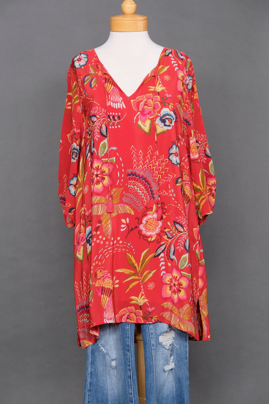 Tolani Tunic/Dress in Red Flower