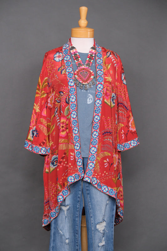 Tolani Duster in Red Flower