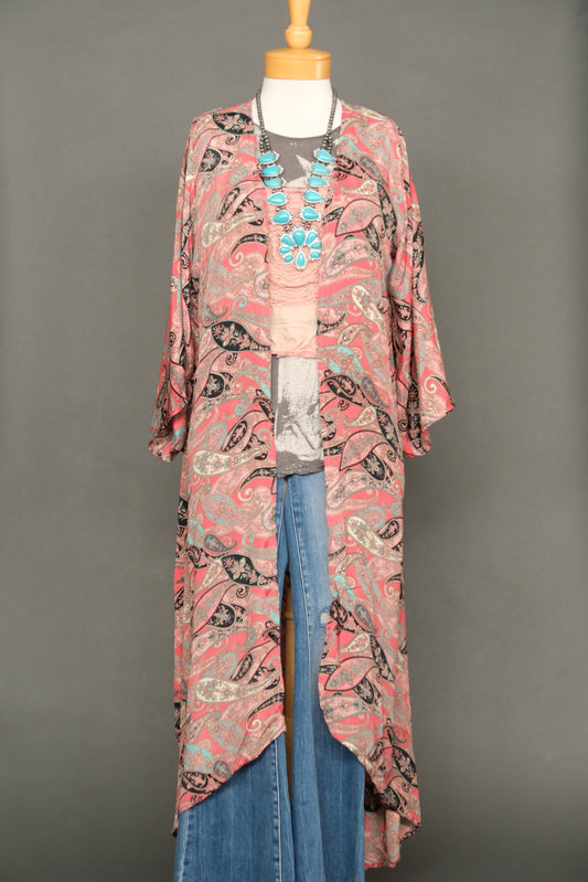 Flowy Duster in Shell Pink Paisley