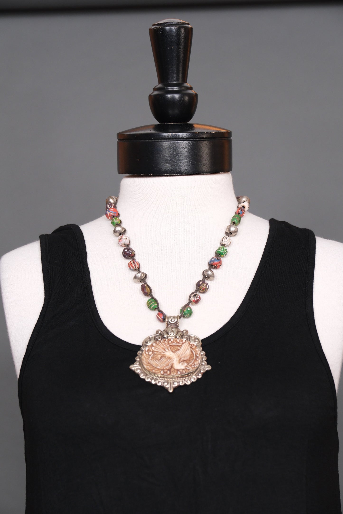 Bird Pendent Necklace with Ceramic Beads