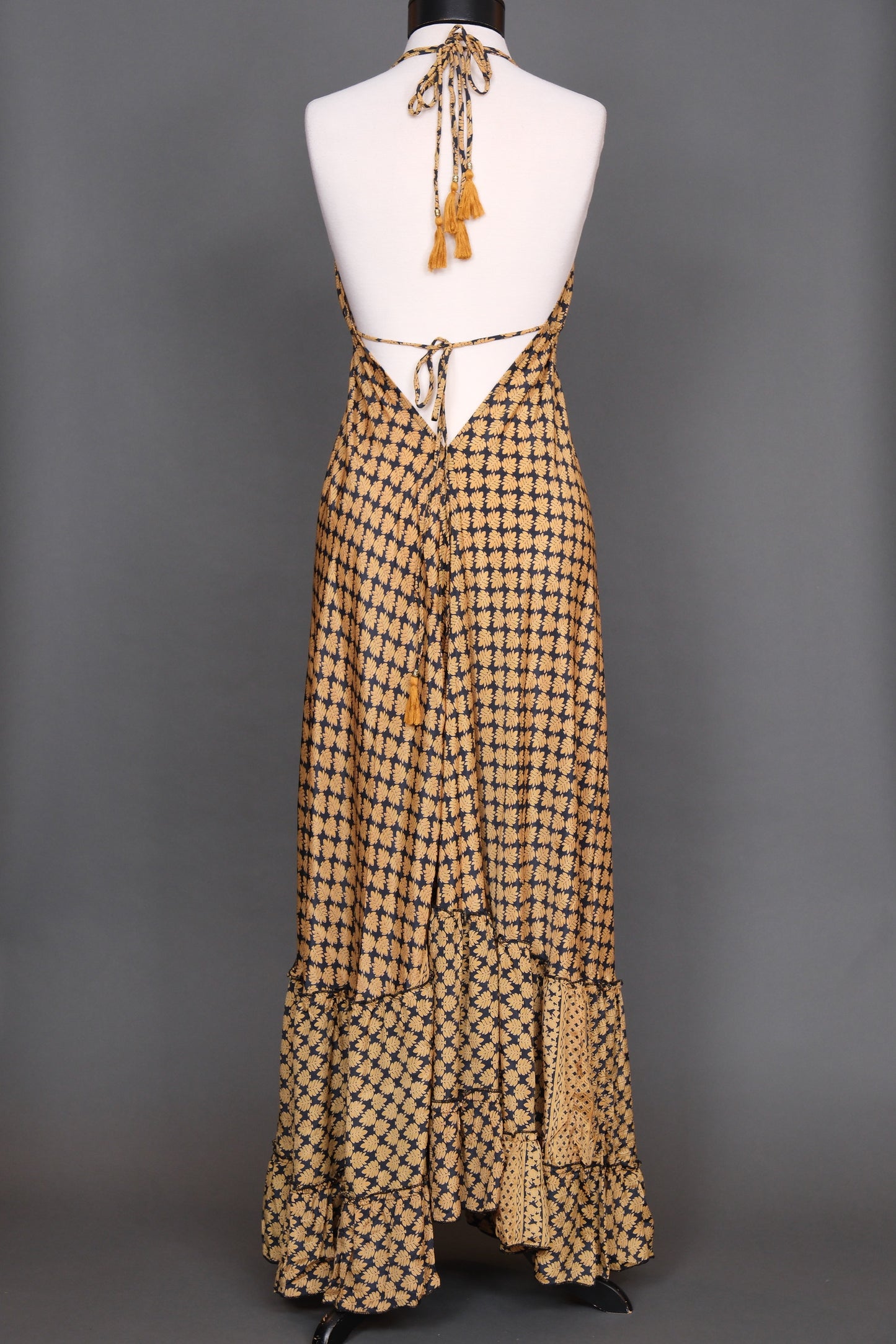 Halter Dress in Golden Leaf
