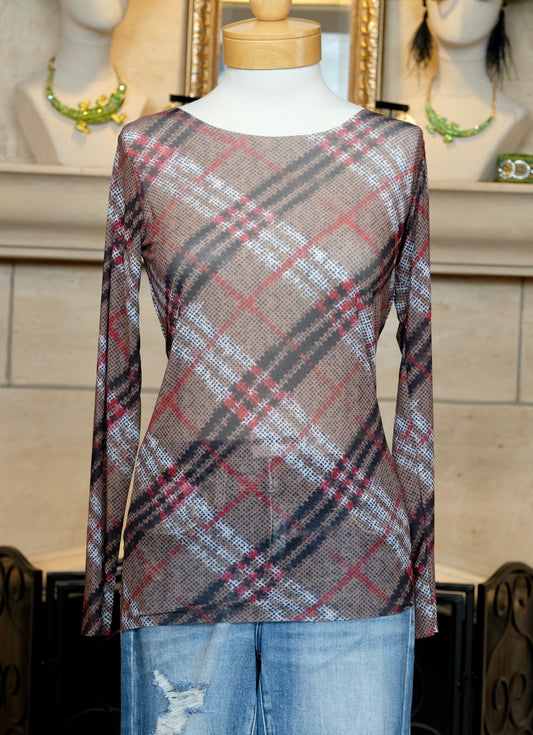 Nude Mesh T in Tartan