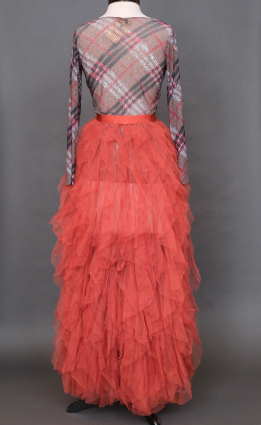 Big Top Tulle Over Skirt in Faded Red