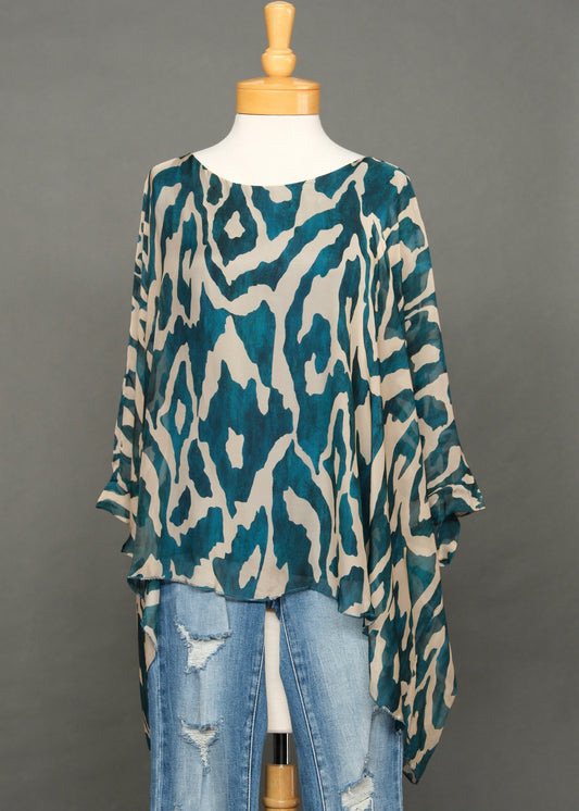 Silky Top in Abstract Teal