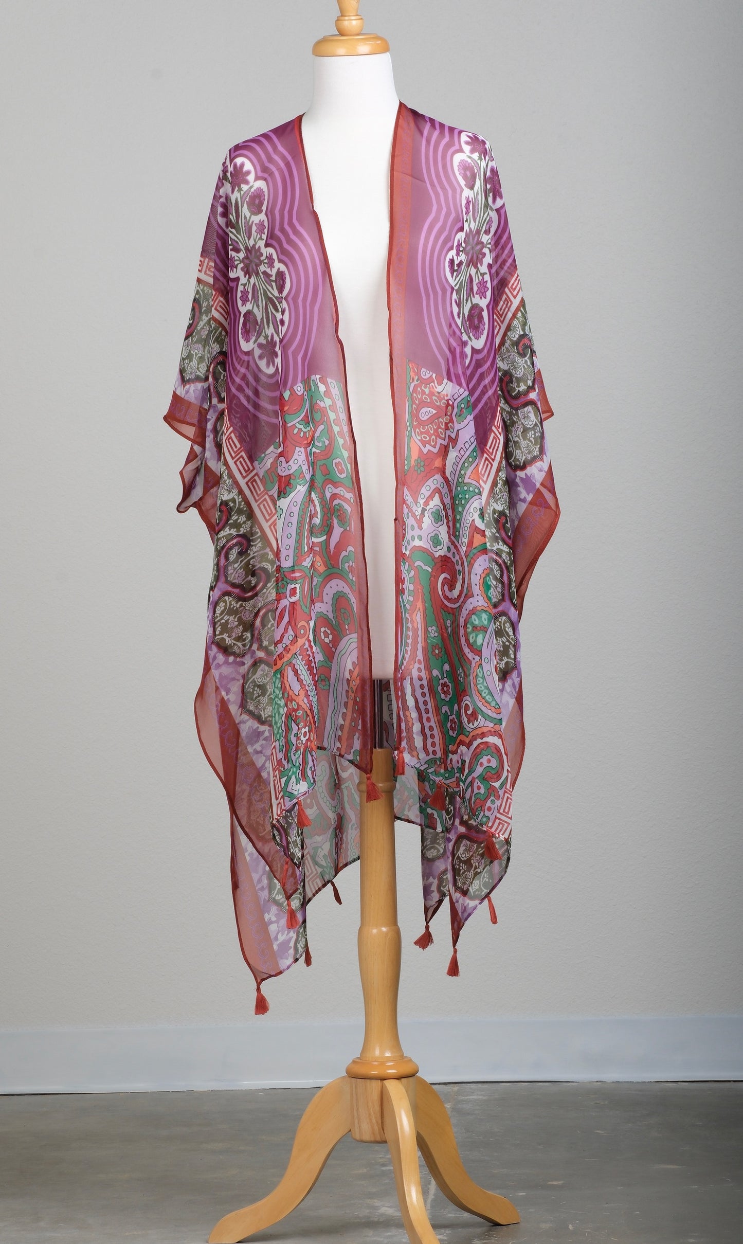 Kimono Topper in Purple/Rust