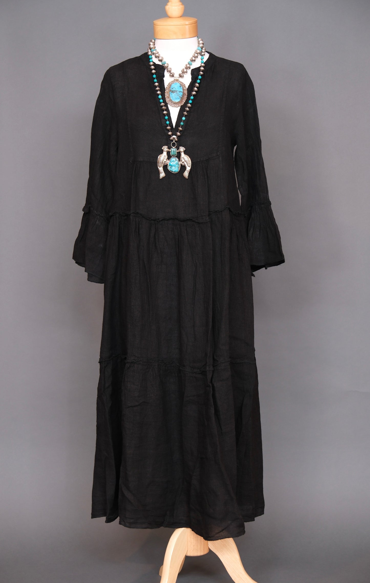 Linen Maxi Dress in Summer Black