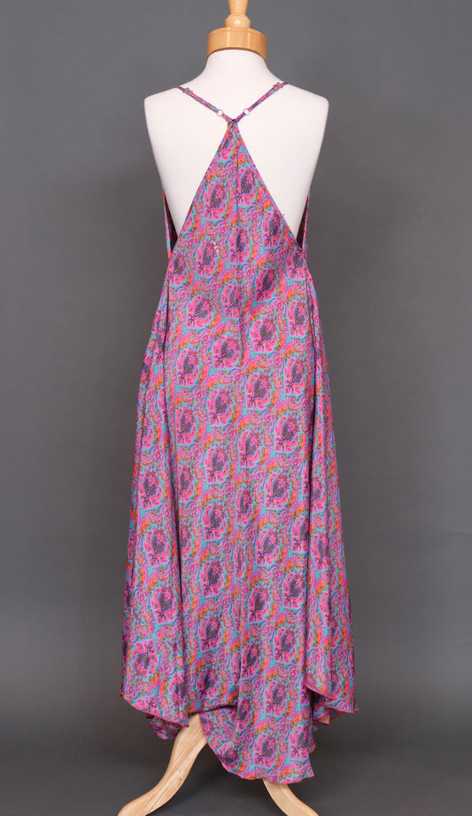 Racerback Scarf Dress in Some Like It Hot Pink & Turquoise