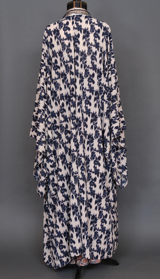 Blue Floral Ikat Kimono by Jennafer Grace