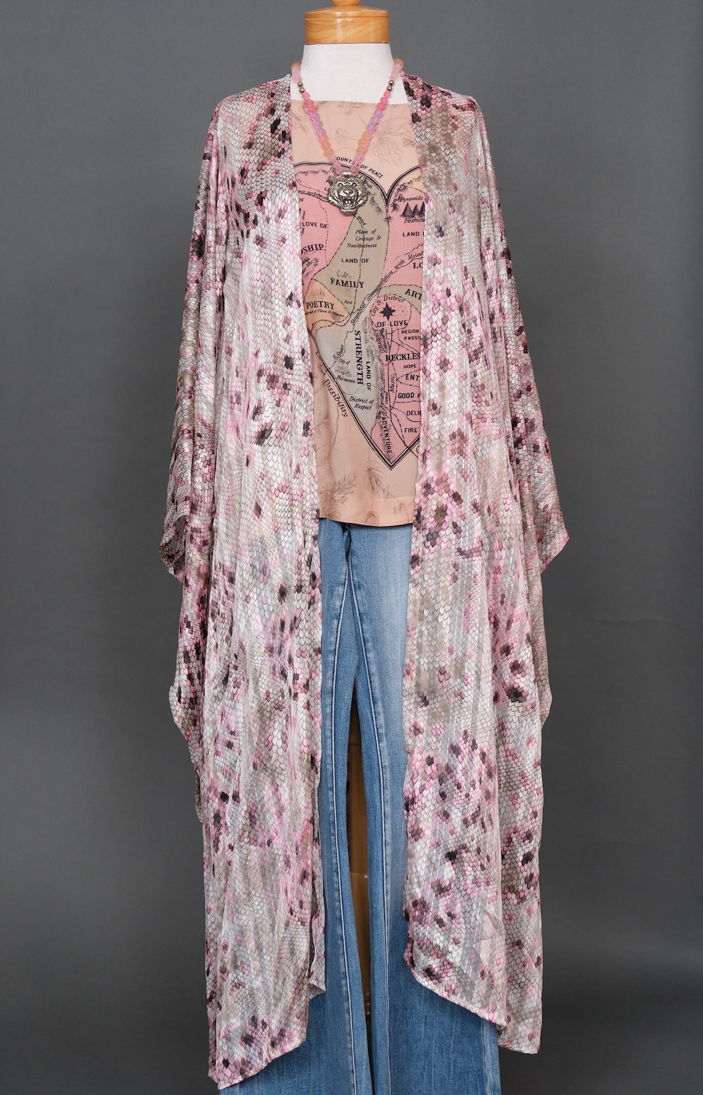 Pink Lotus Dragon Kimono by Jennafer Grace
