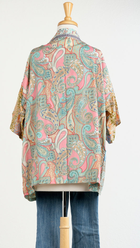 Kashmini in Pink and Turquoise Paisley Back