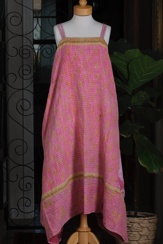 Kantha Maxi Dress in Rose Dove
