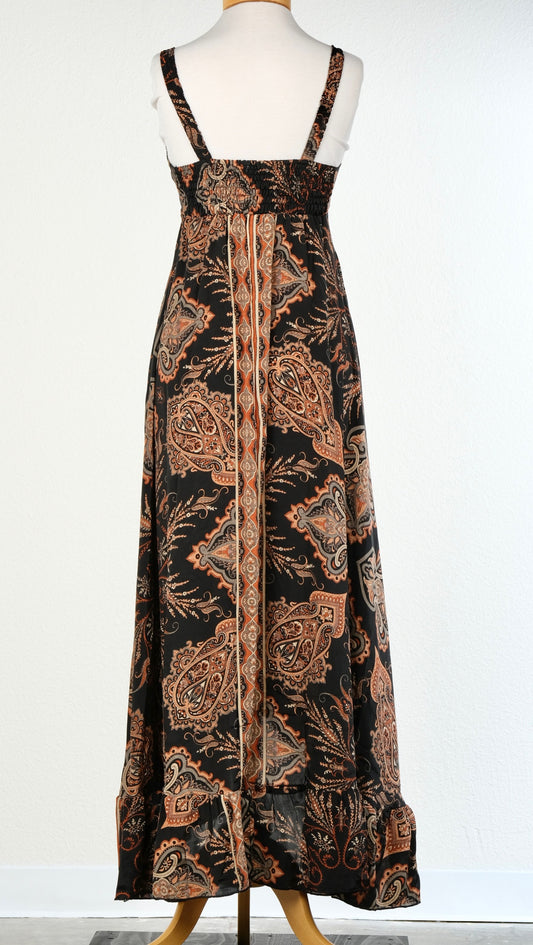 The Gathering Dress in Black Rust Paisley
