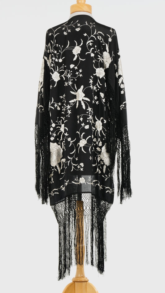 Mariposa Embroidered Silk Fringe Duster