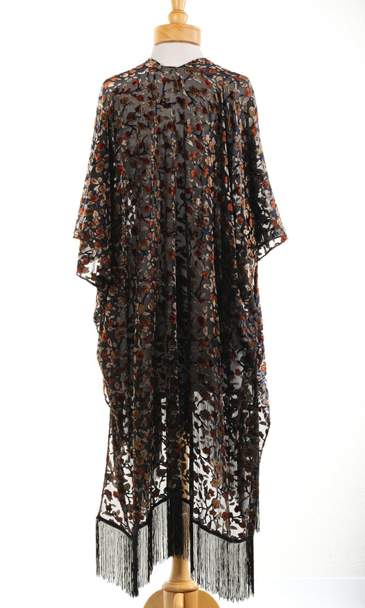 Fringe Topper in Rusted Floral Burnout