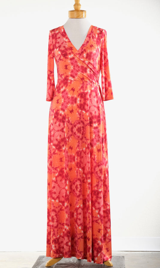 Miracle Mile Mock Wrap Dress in Coral Wrap Dress