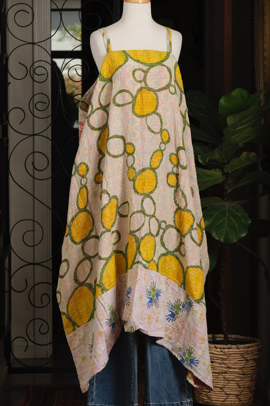 Kantha Maxi Dress in Yellow Bubbles