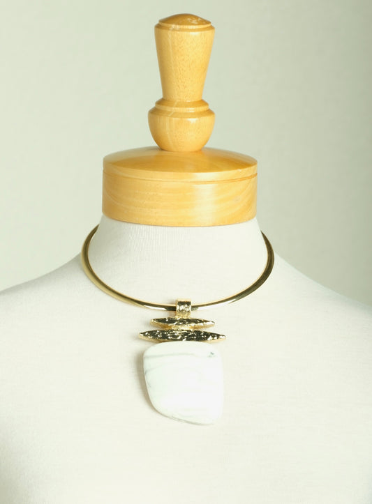 Off White Rock Collar Necklace