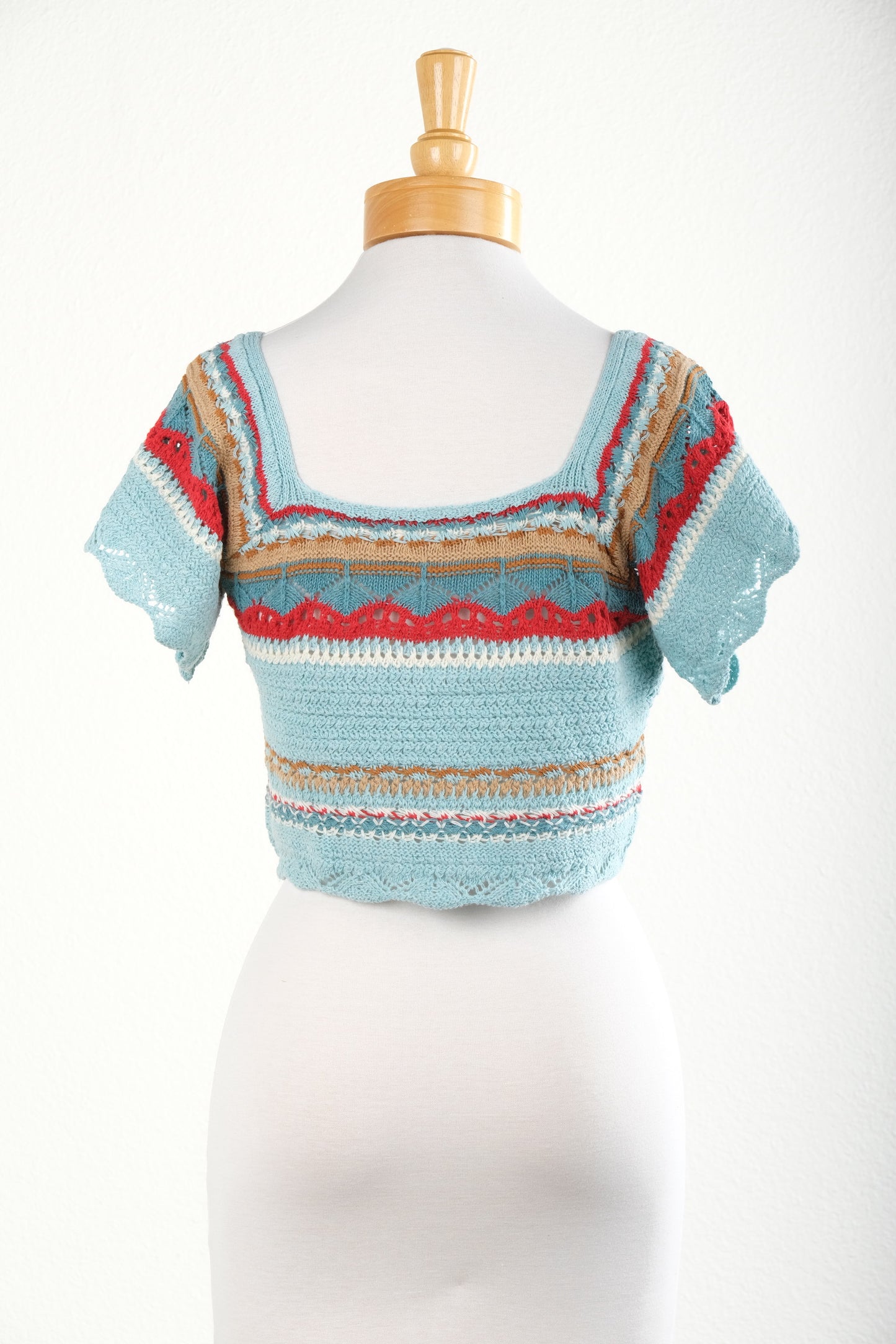 Summer Stripe Crochet Top in Turquoise