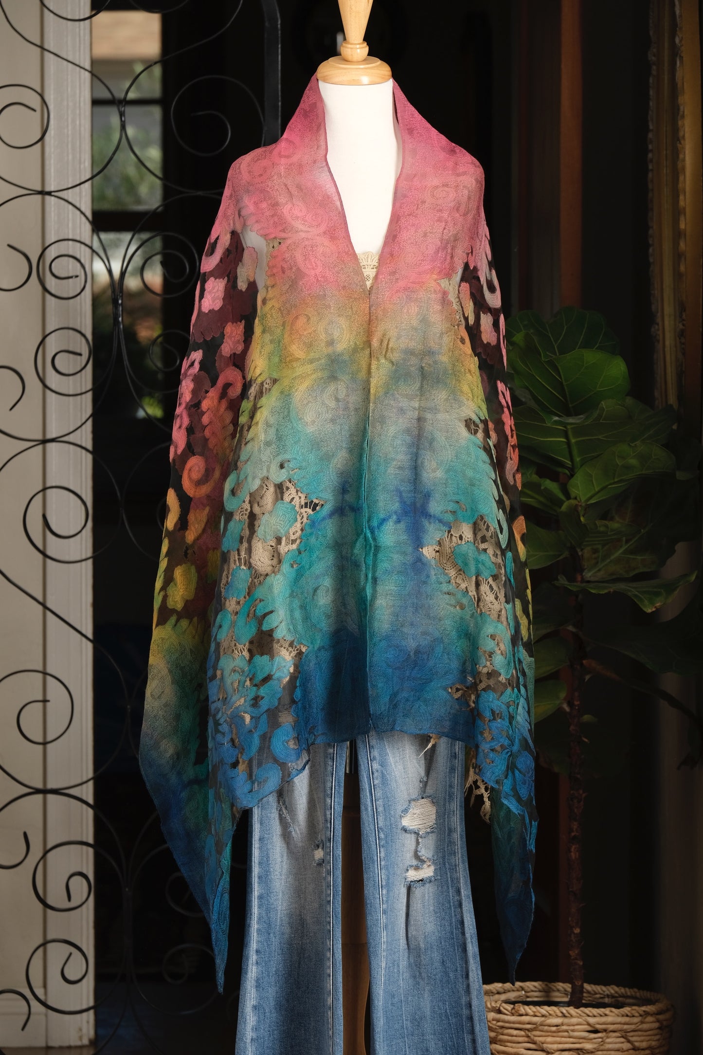 The Valentina Poncho in Dark Rainbow