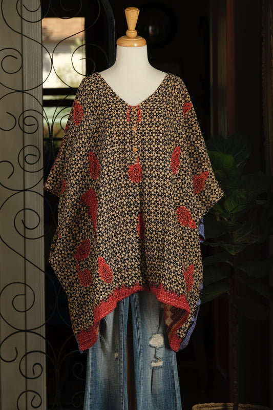 Kantha Button Top in Scotch Kiss
