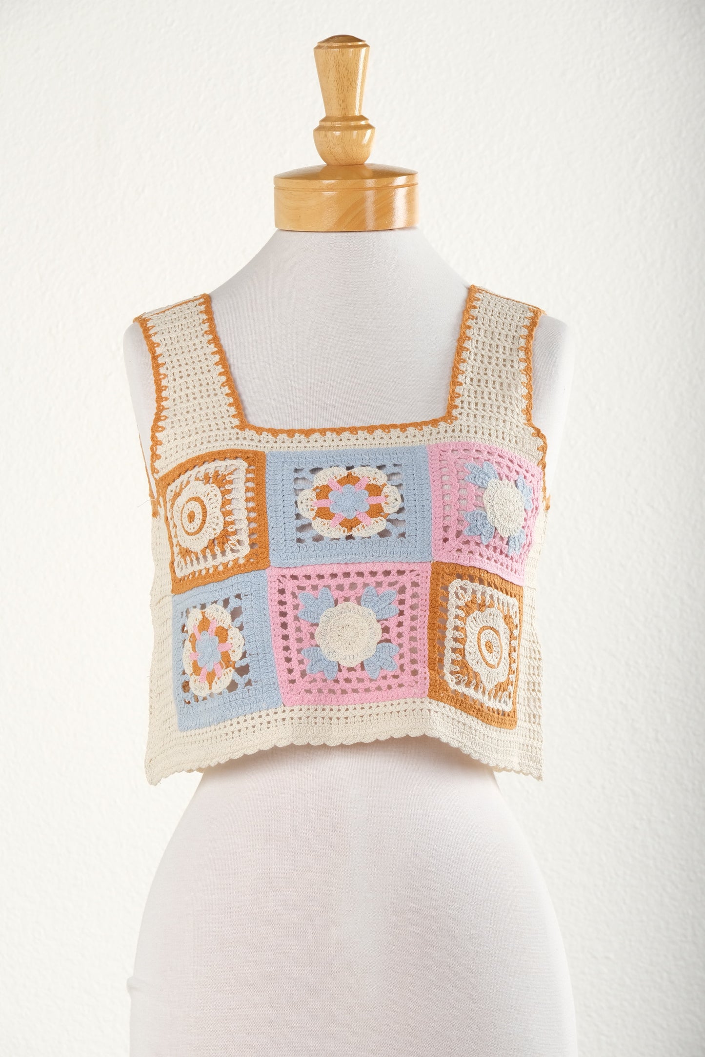 Summer Granny Square Top in Pink Blue