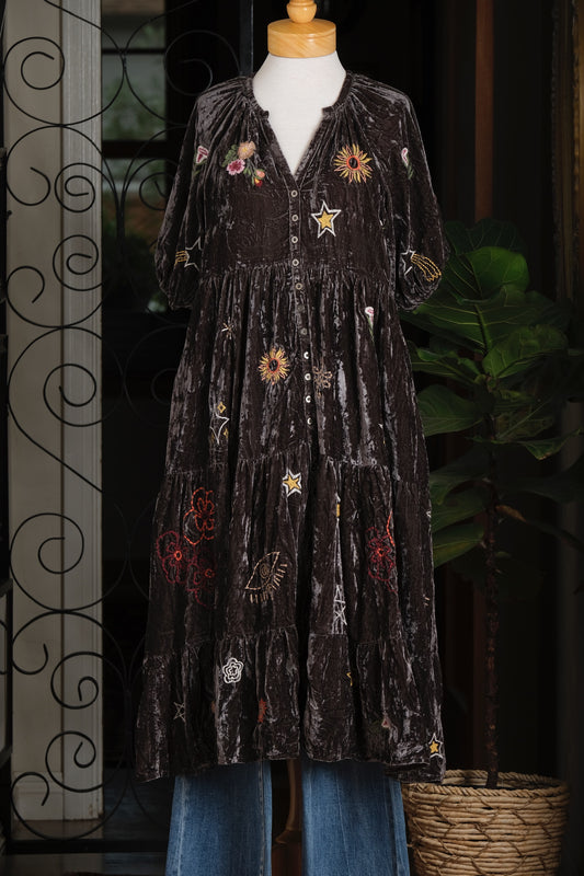 Moon and Stars Velvet Dress