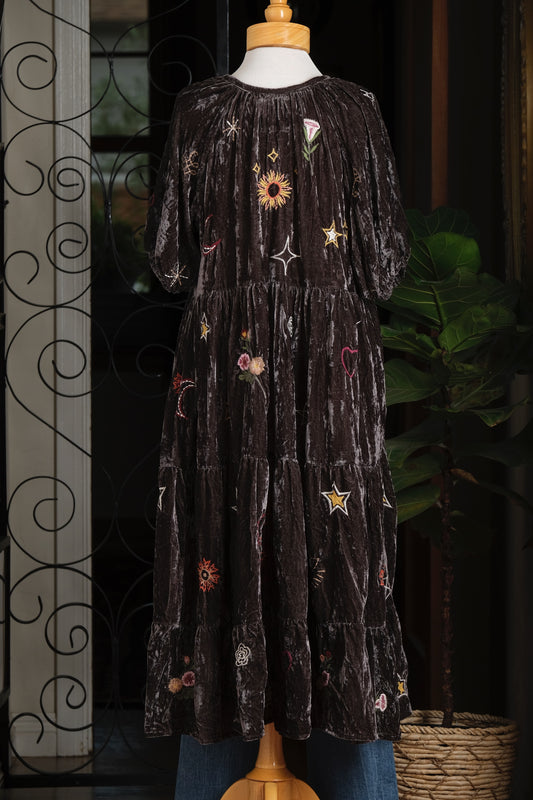 Moon and Stars Velvet Dress