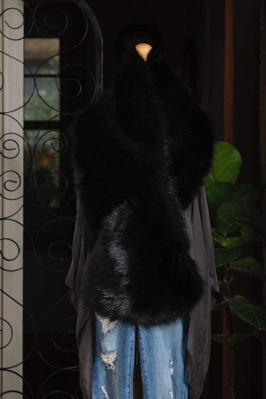 Margo Faux Fur Wrap in Black