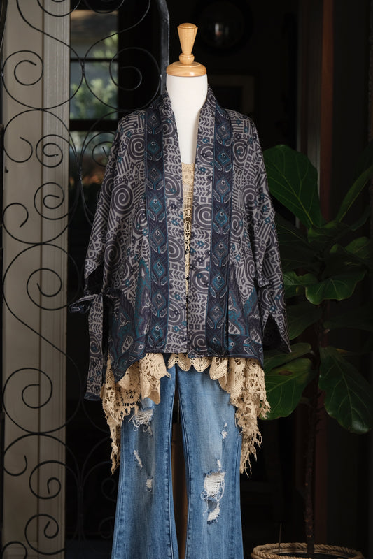 Tie Top in Blue Swirl