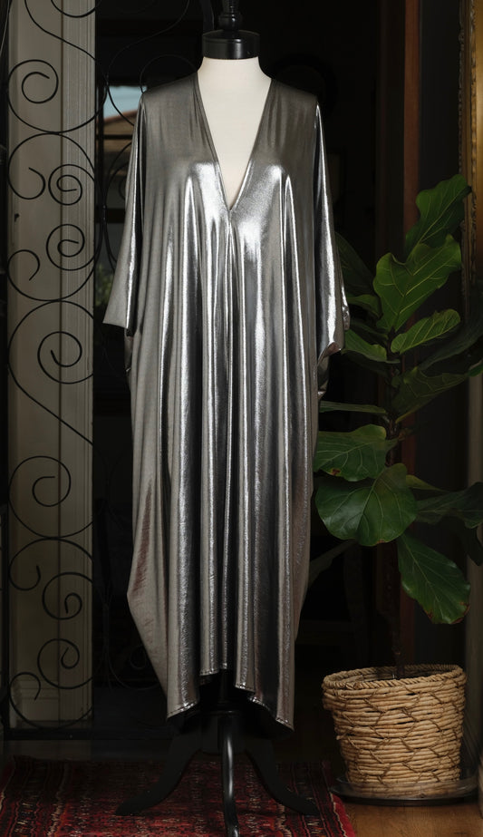 Silver Metallic Caftan by Jennafer Grace