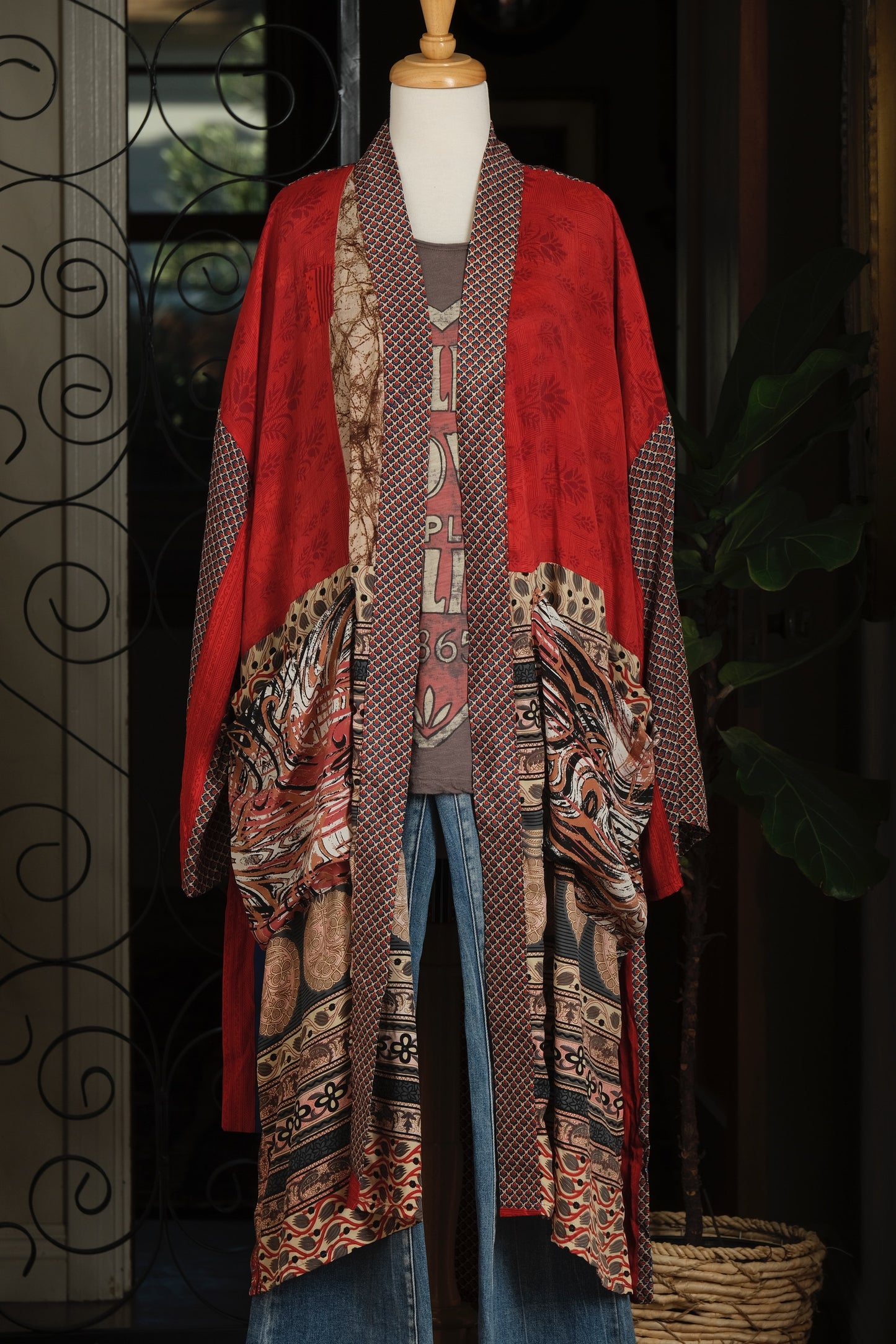 Silky Pocket Duster In Luxe Red