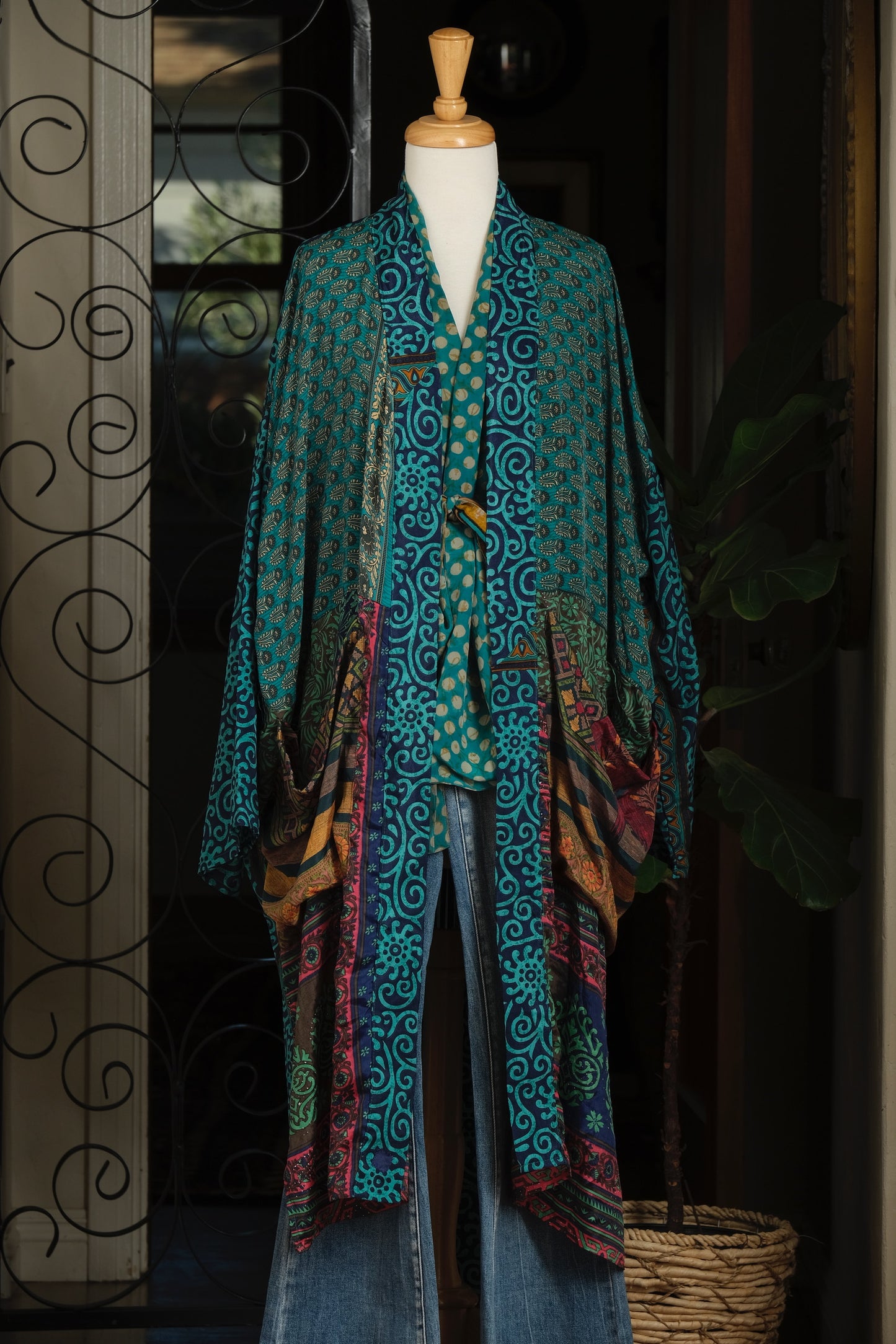 Silky Pocket Duster In Teal Shimmer