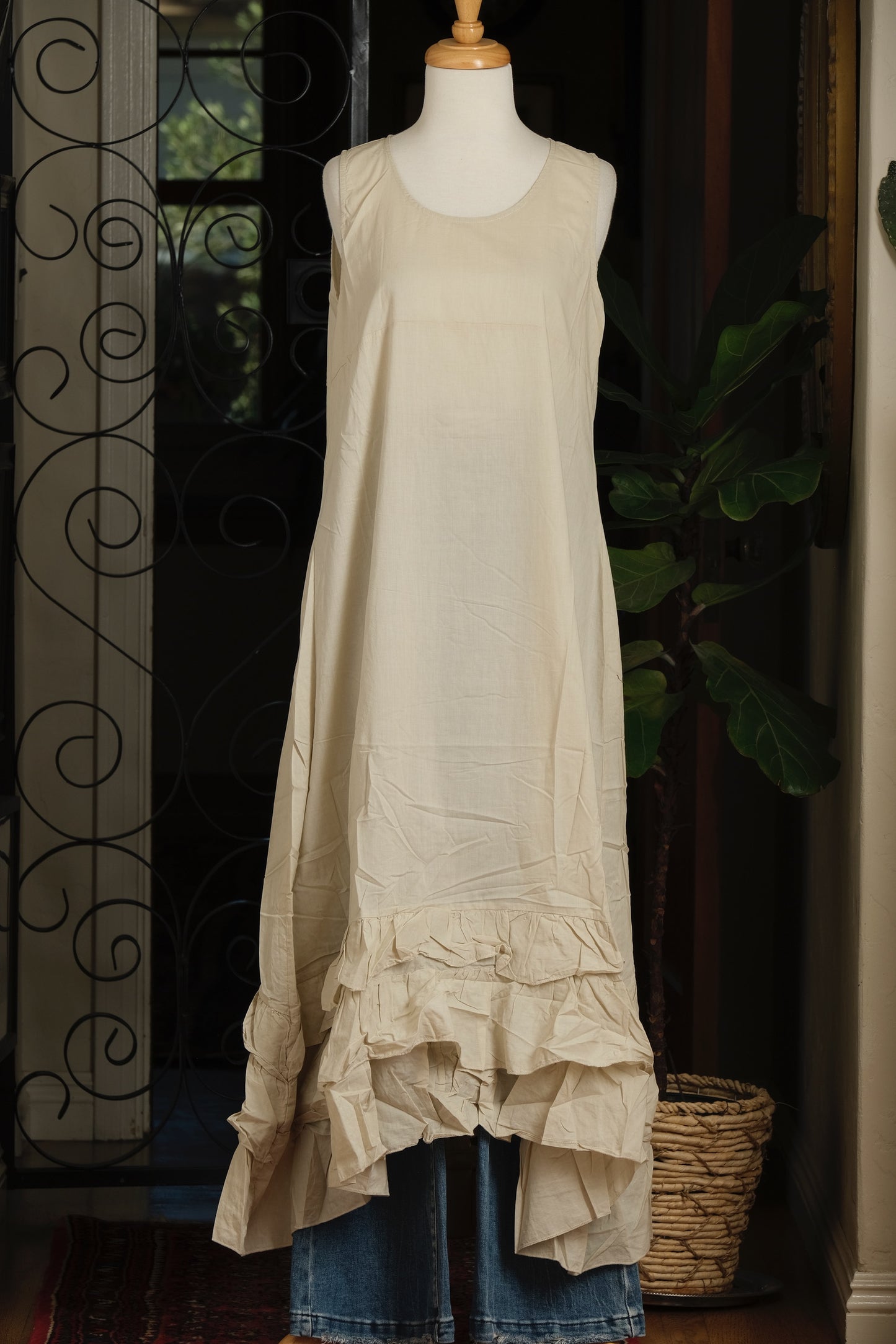 Slip Dress in Faded Ecru