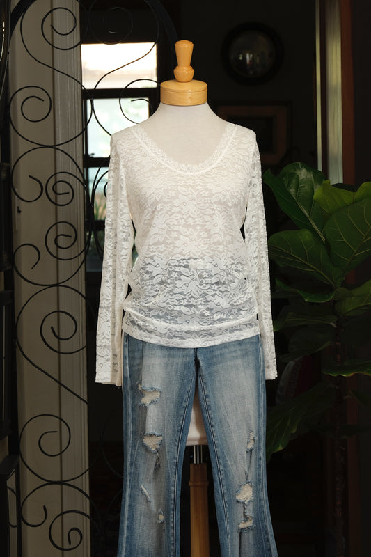 Lace Layering T in White
