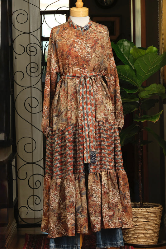 Silk Majestic Duster Dress in Relic
