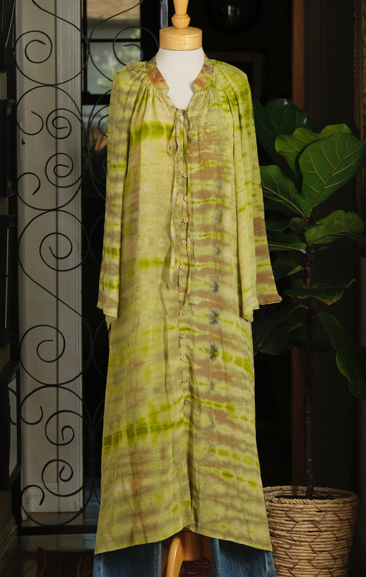 Duster Dress in Chartreuse Garden