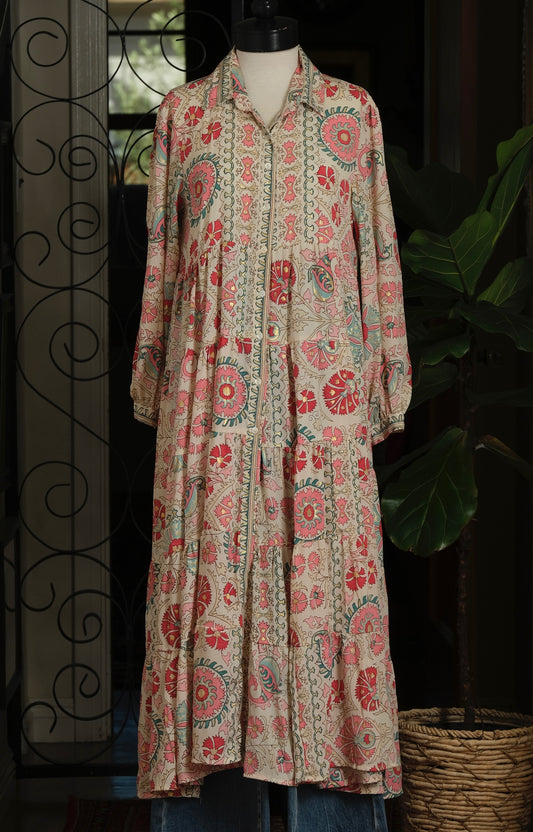 The Tate Dress in Coral Mandala