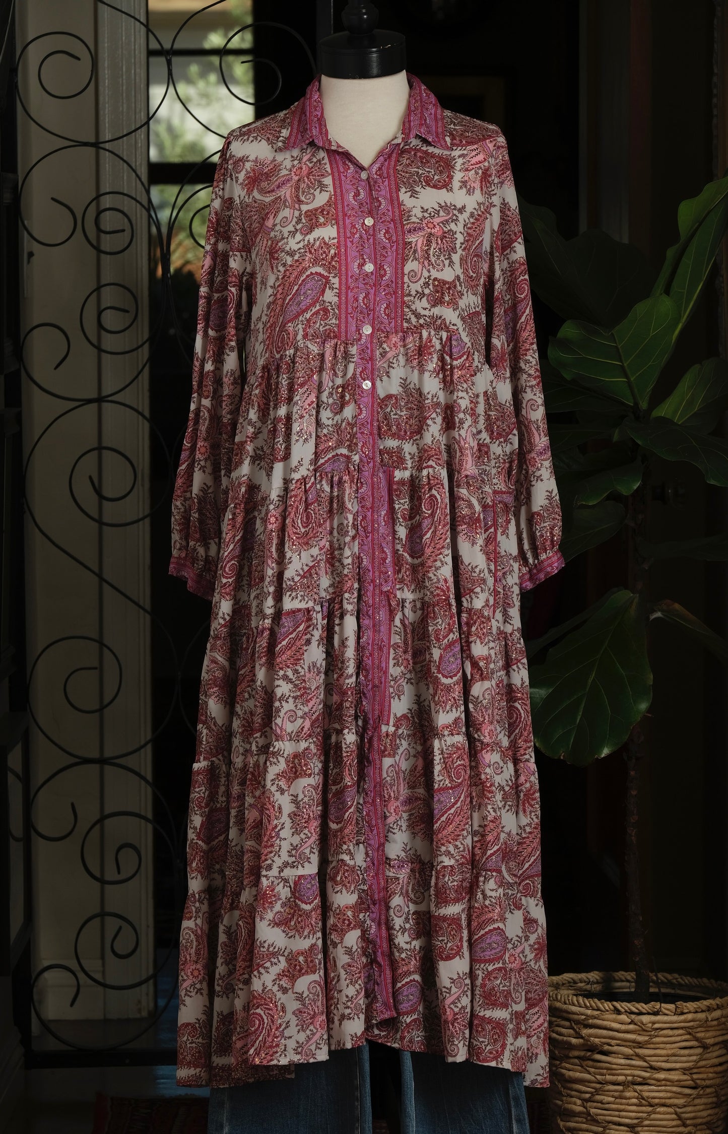 The Tate Dress in Gold Kissed Paisley