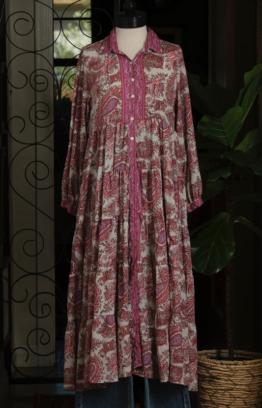 The Tate Dress in Gold Kissed Paisley