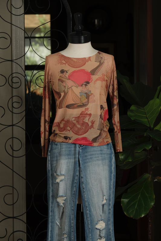 Nude Mesh T in Year of the Dragon
