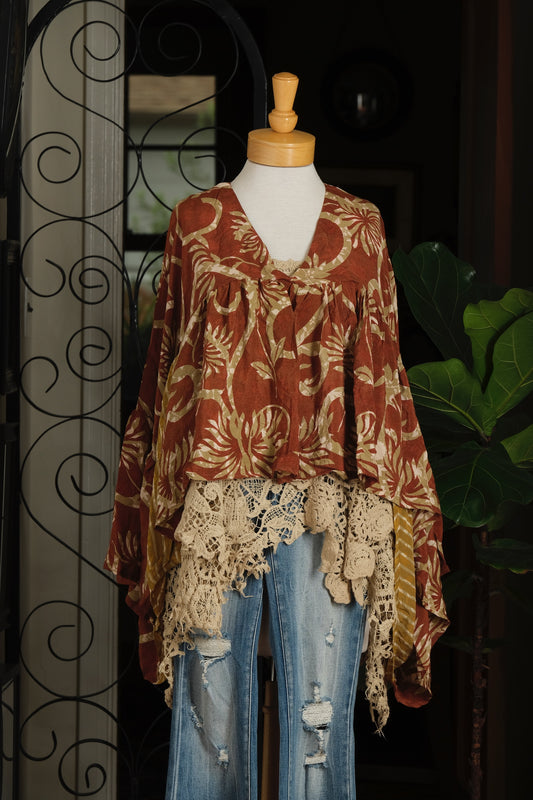 Gold Dust Crop Top in Olive Flower