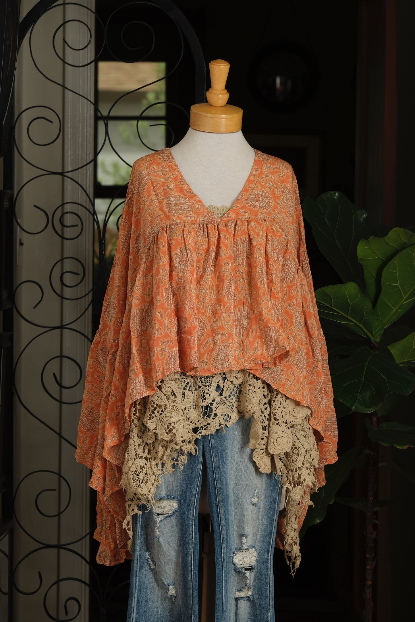 Gold Dust Crop Top in Peach Lotus