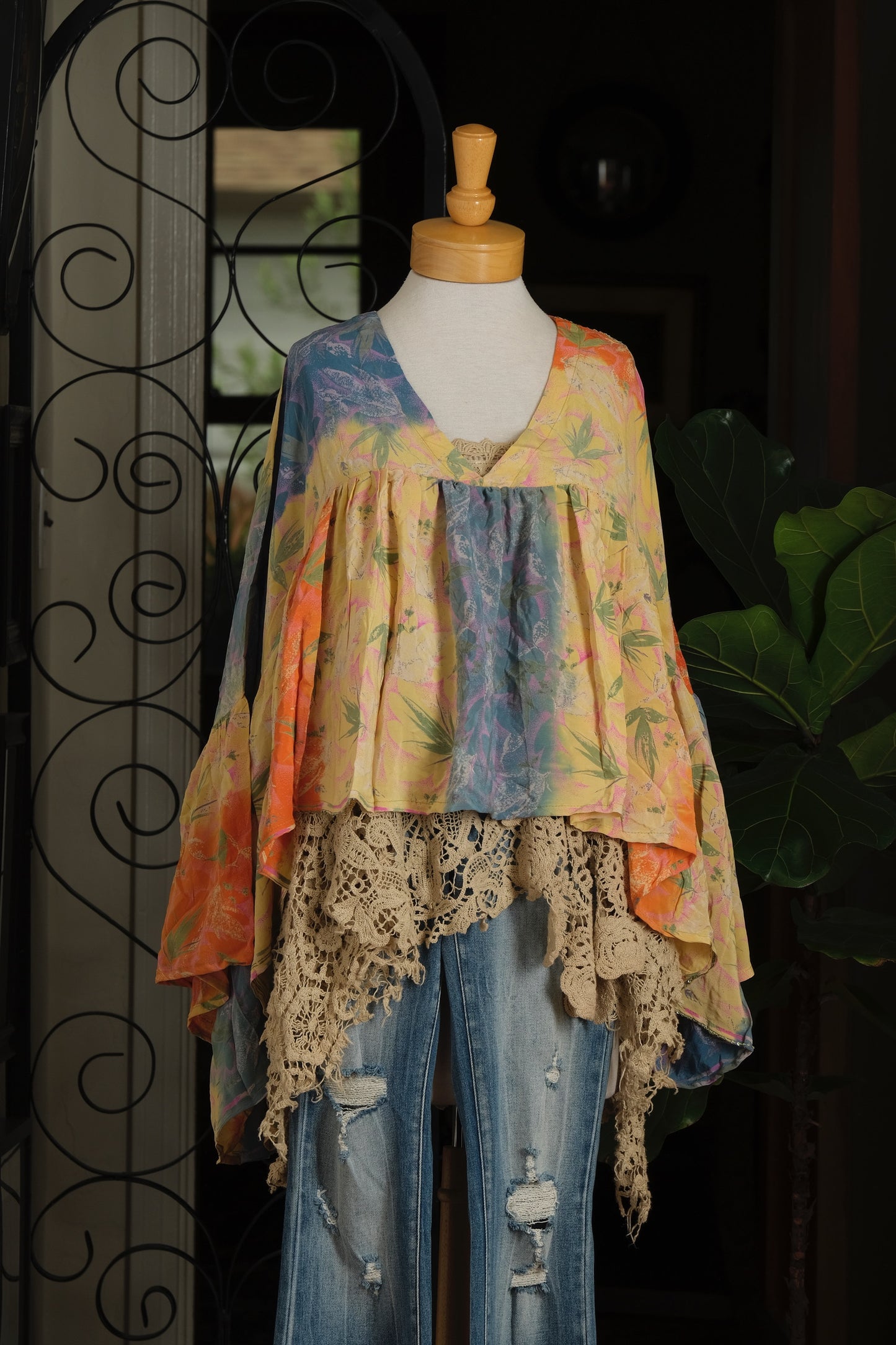 Gold Dust Crop Top in Blue Sky Sunshine