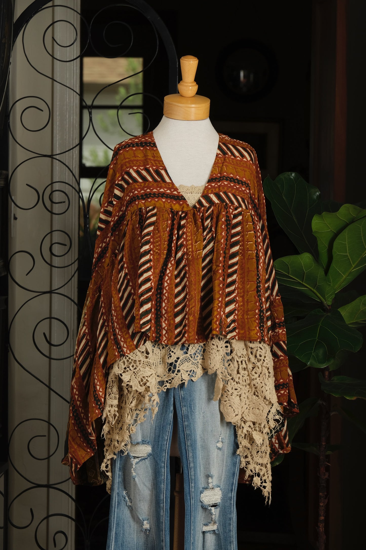 Gold Dust Crop Top in Tribal