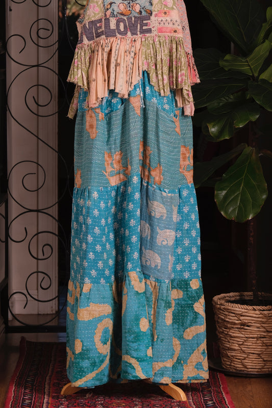 Pocket Pant in Aqua Elephants