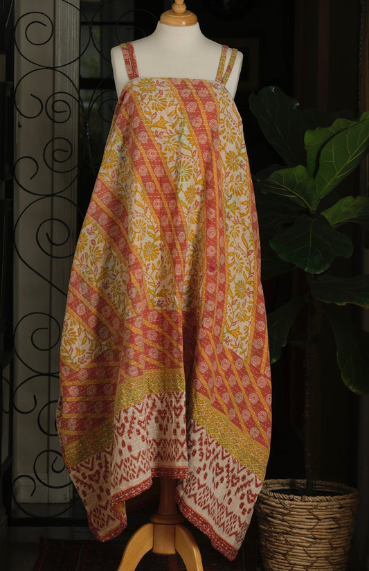 Kantha Maxi Dress in Golden Flower