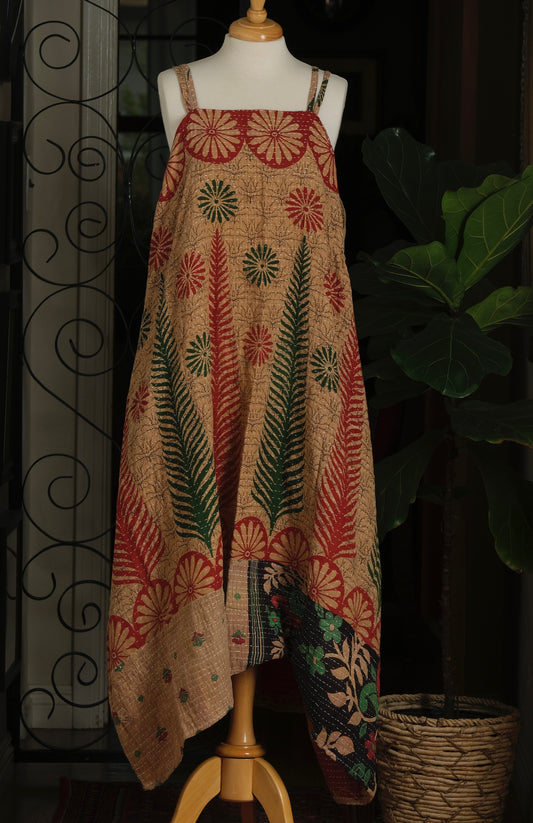 Kantha Maxi Dress in Red Pine