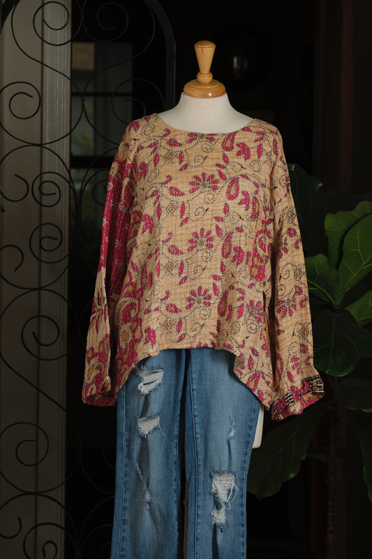 Wander Pocket Top in Pink Vine