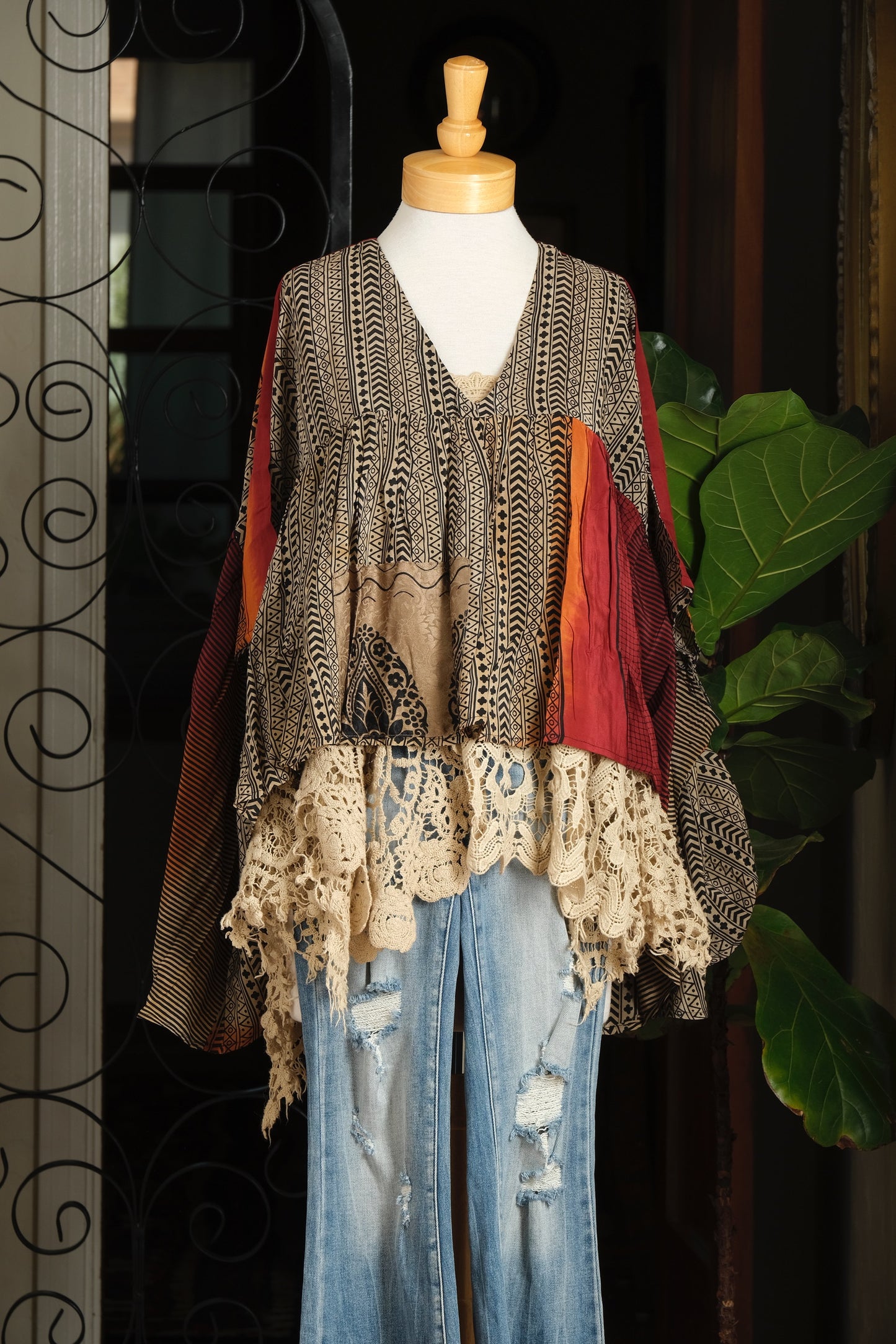 Gold Dust Crop Top in Tribal Sunset